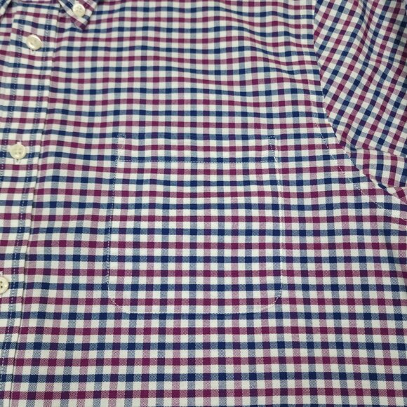 Dockers Battery Street Collection Classic Fit Stretch Shirt L Plaid Purple Navy - Picture 5 of 10